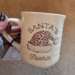 Christmas Mug Santas Favorite Animal Print Pink White NWT